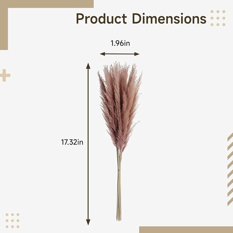 عشب البامباس المجفف ديكور بوهو 44 سم مع ذيول الأرنب للزفاف والمنزل والاصنعها بنفسك - Image 4